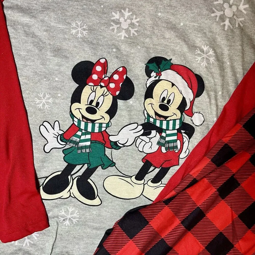 Disney Minnie Mickey Mouse Christmas Pajama Set Women’s L Top / M Bottom - Picture 2 of 5